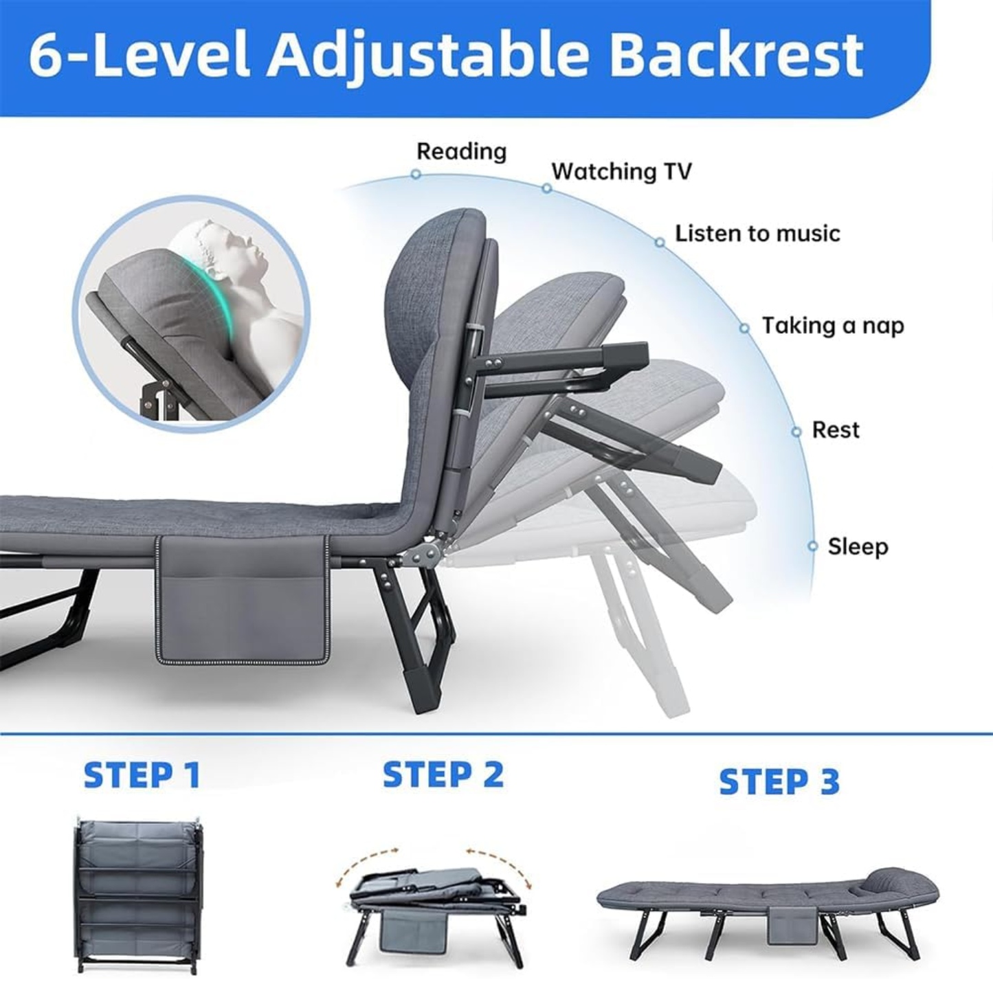Adjustable Reclining Cot – Perfect for Patio & Home