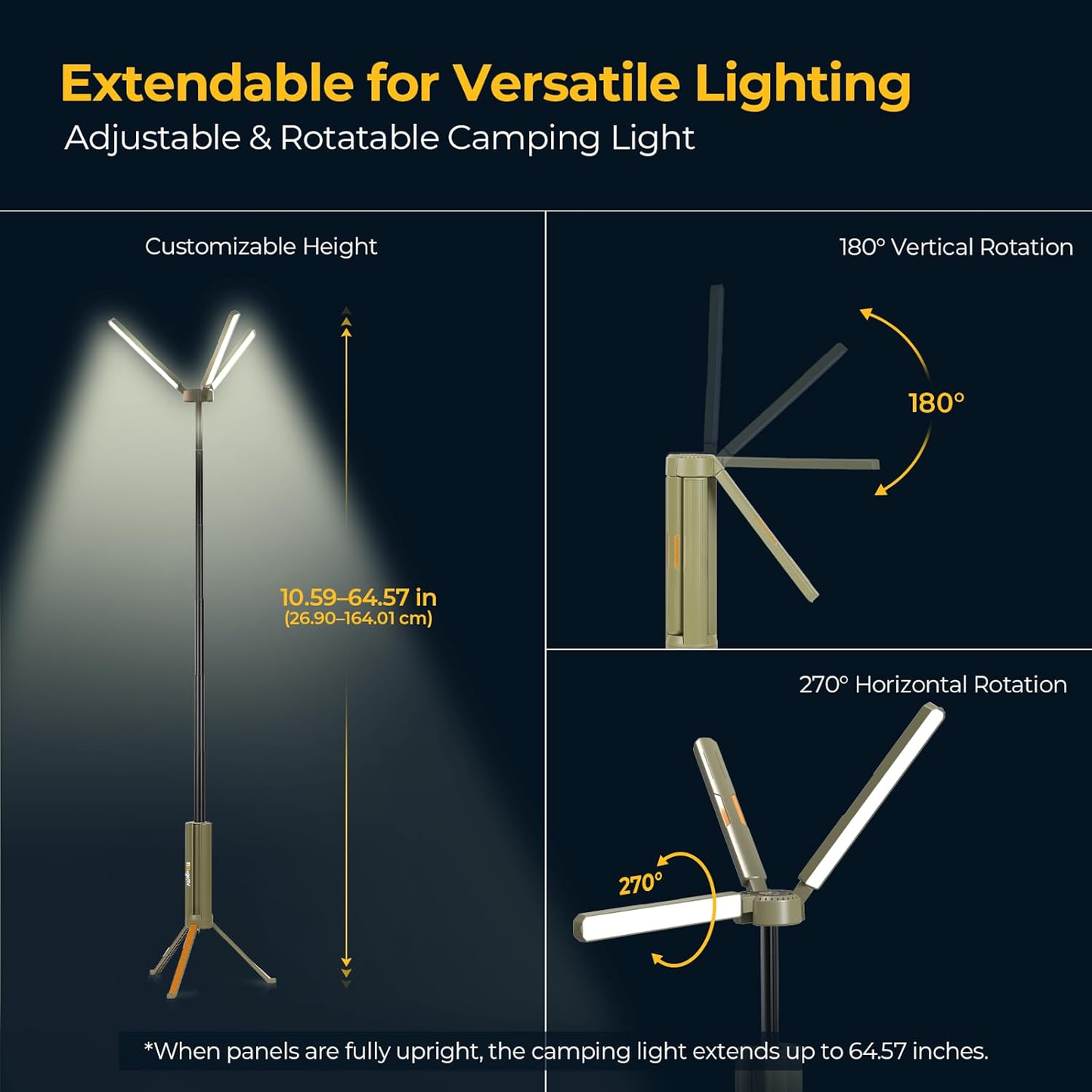 Telescopic Camping Lantern – 15600mAh Rotatable Light