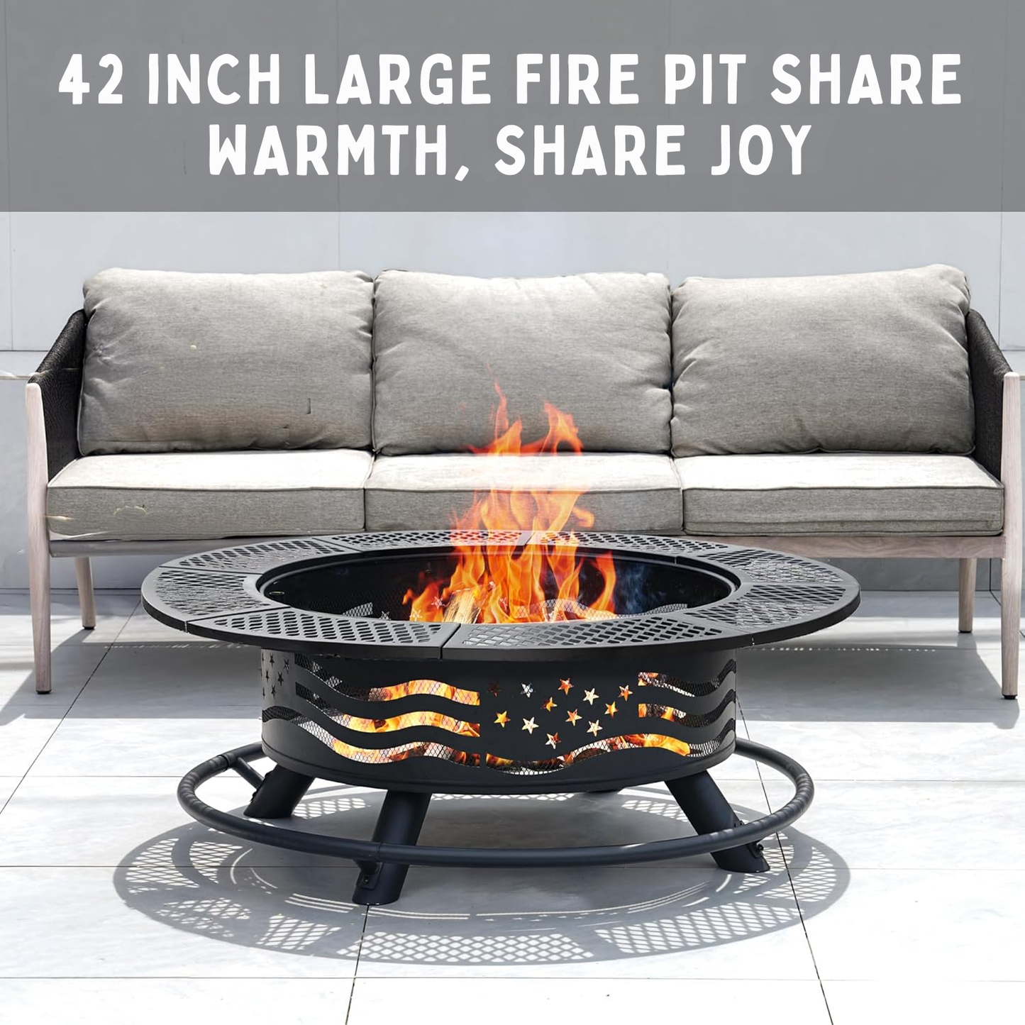 42" Outdoor Fire Pit & BBQ Grill Table