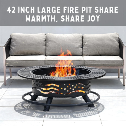 42" Outdoor Fire Pit & BBQ Grill Table