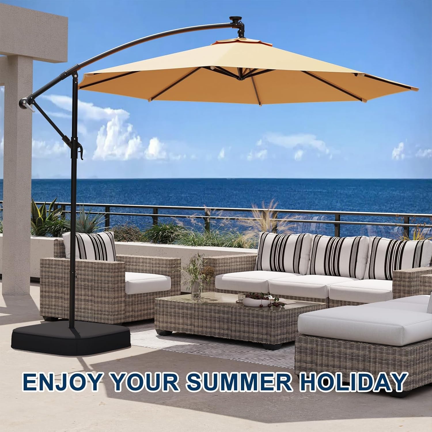 10FT Cantilever Patio Umbrella with Base – Outdoor Living Mosaic 10FT Cantilever Patio Umbrella with Base – Outdoor Living Mosaic